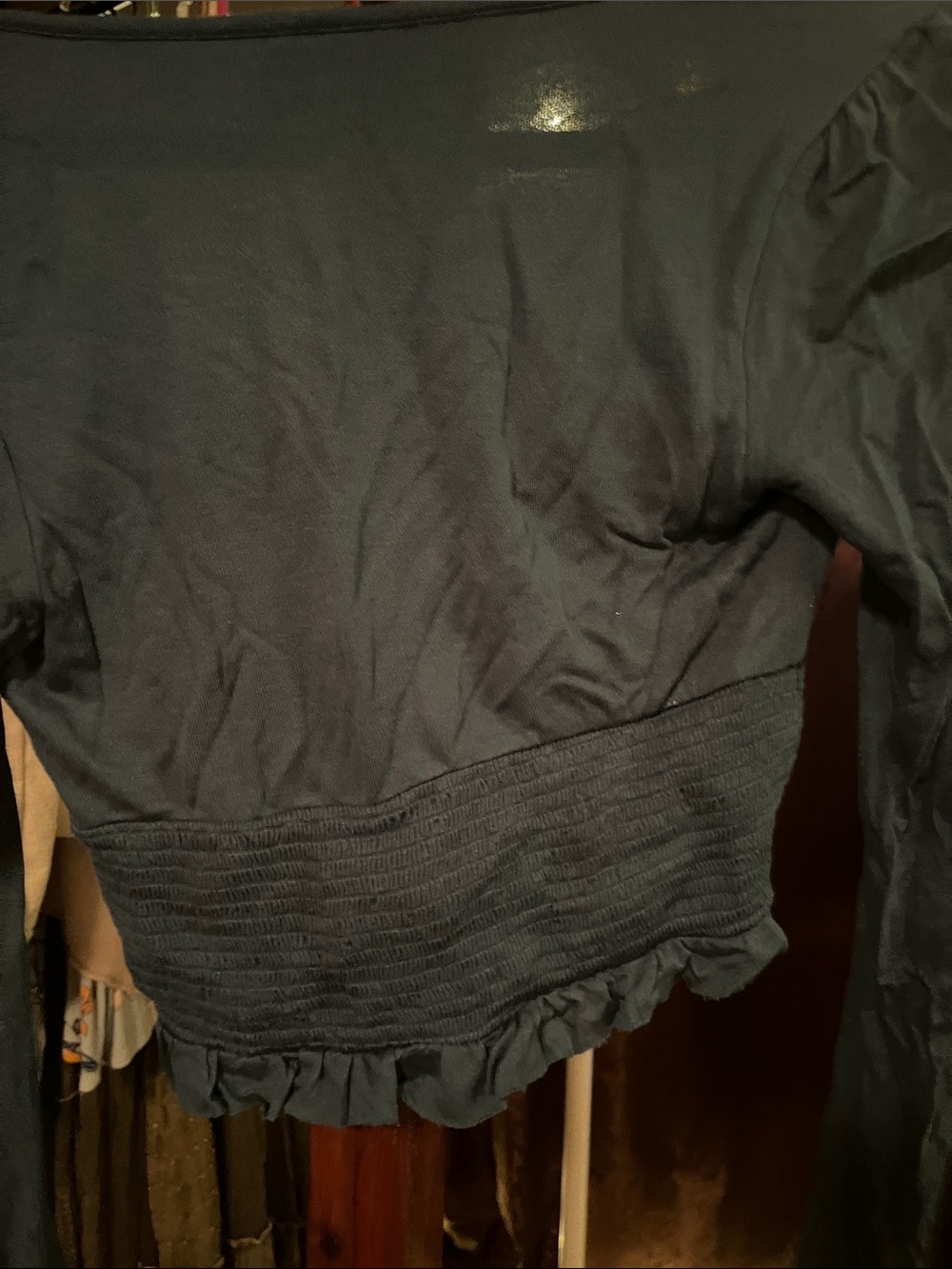 Urban Outfitters Teal Ribbed Button-Front Long Sleeve Top - Picture 4 of 5